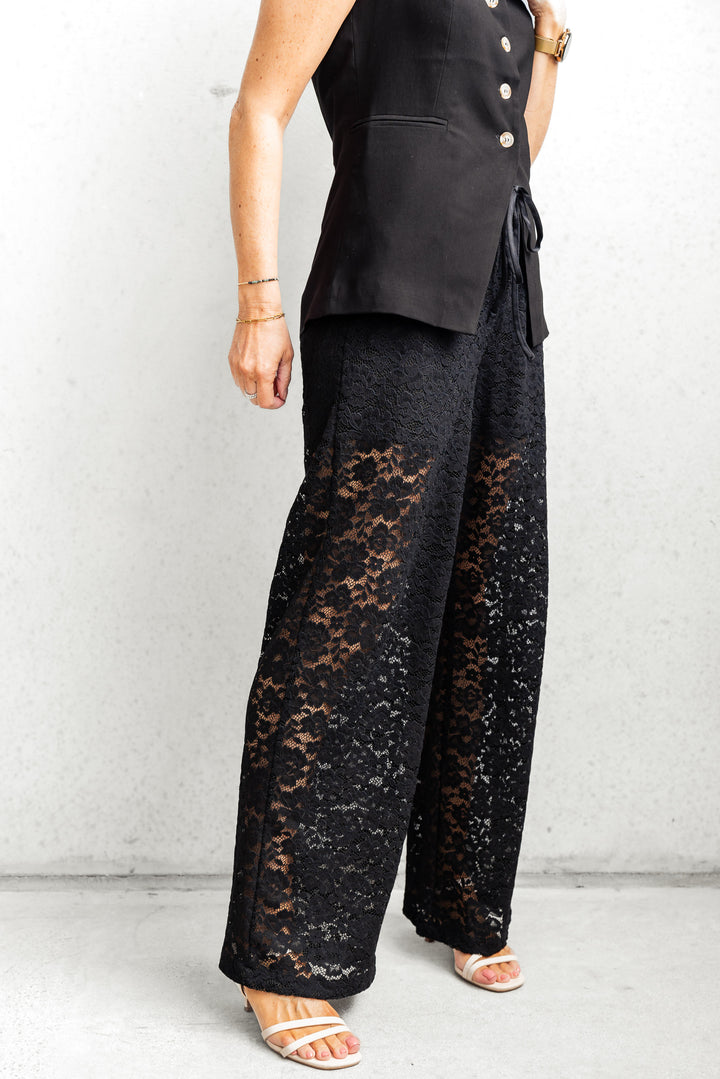 Drawstring Lace Pant - Black