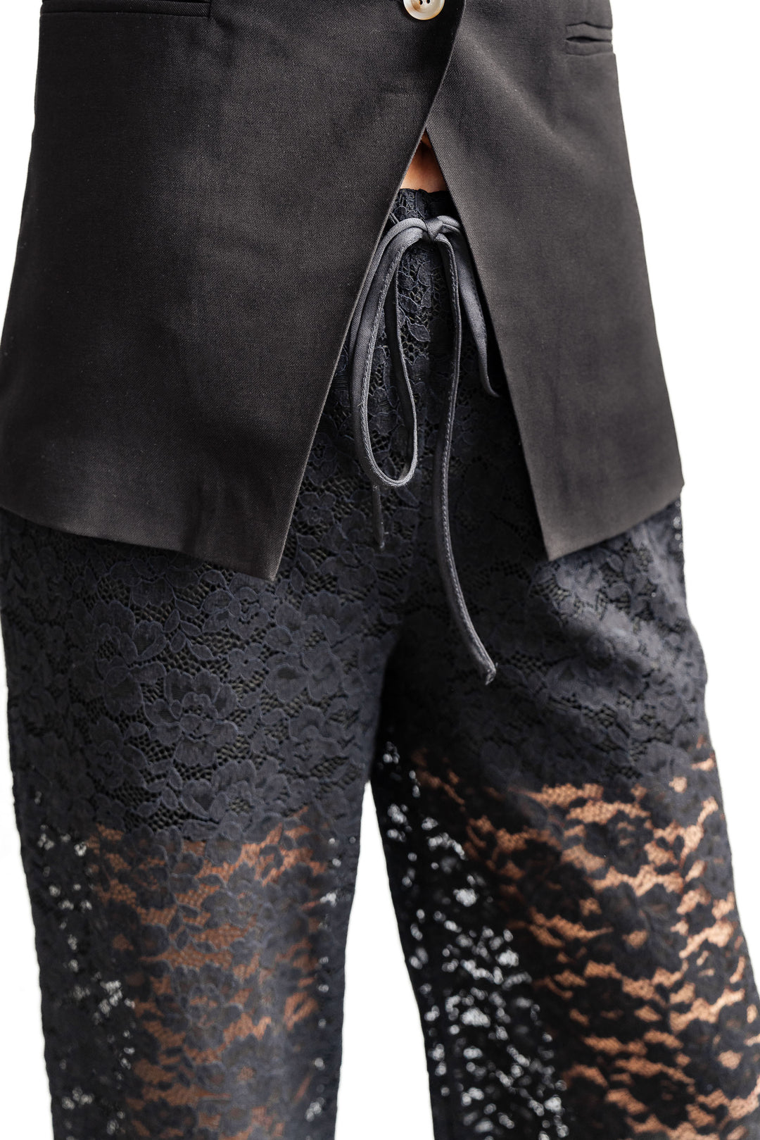 Drawstring Lace Pant - Black