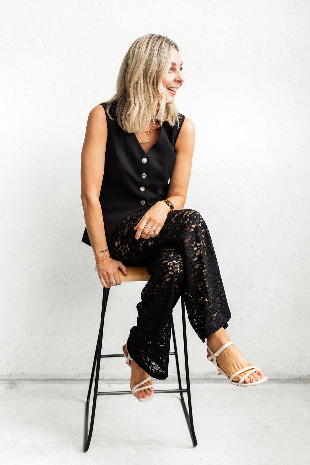 Drawstring Lace Pant - Black