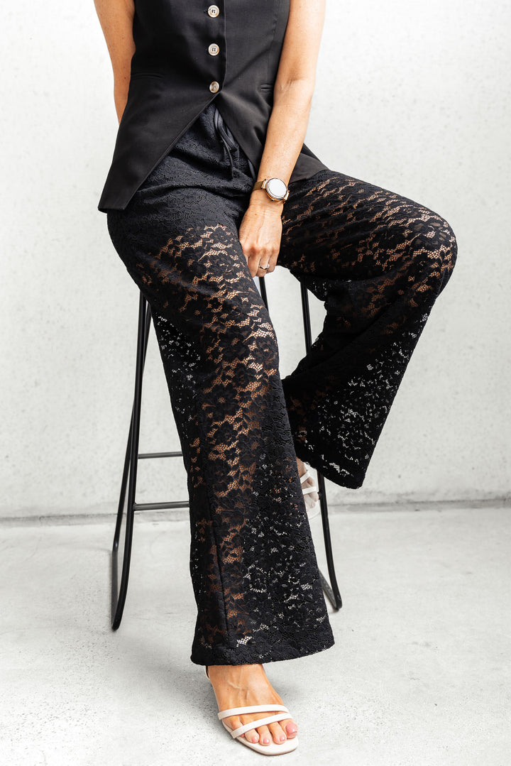 Drawstring Lace Pant - Black