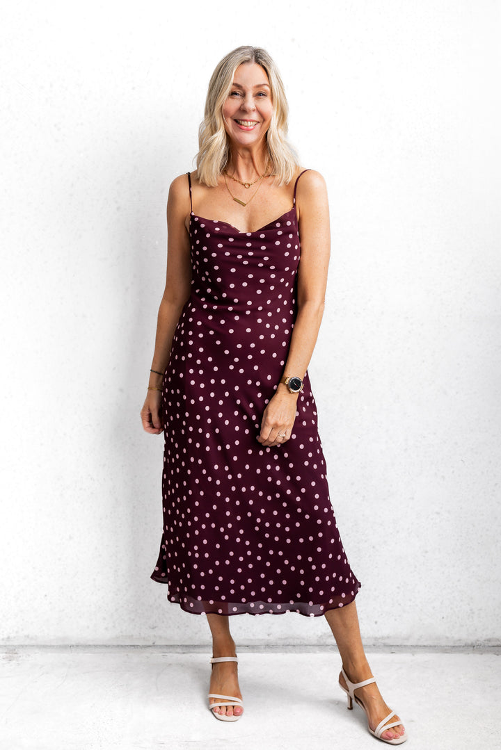 Plum Polka Dress