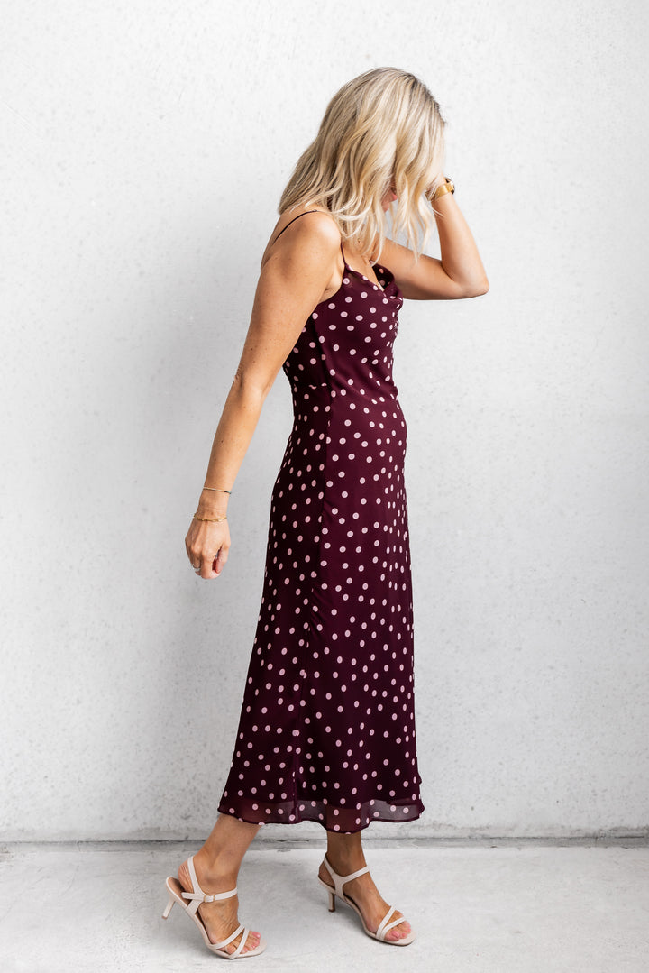 Plum Polka Dress
