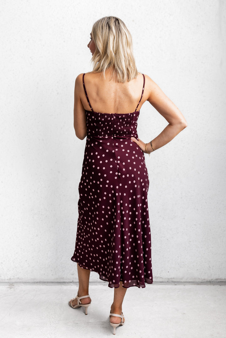 Plum Polka Dress
