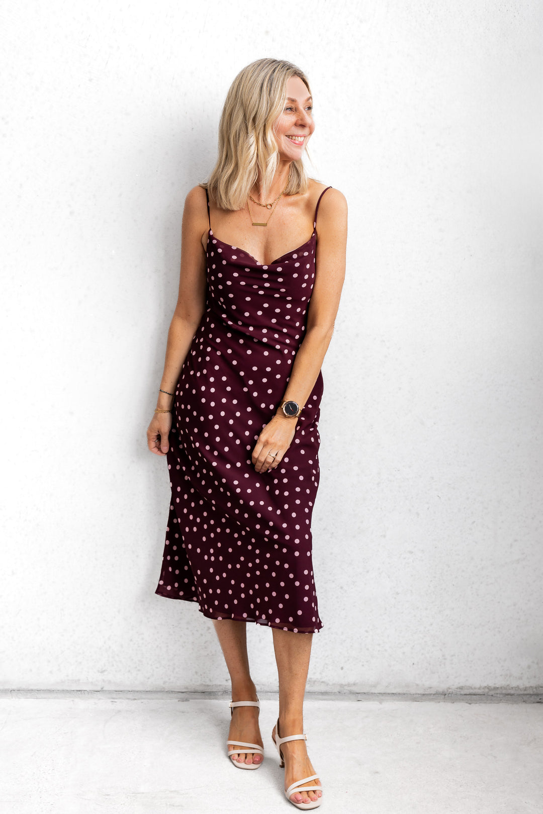 Plum Polka Dress