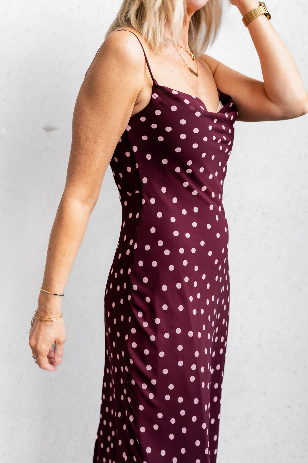 Plum Polka Dress
