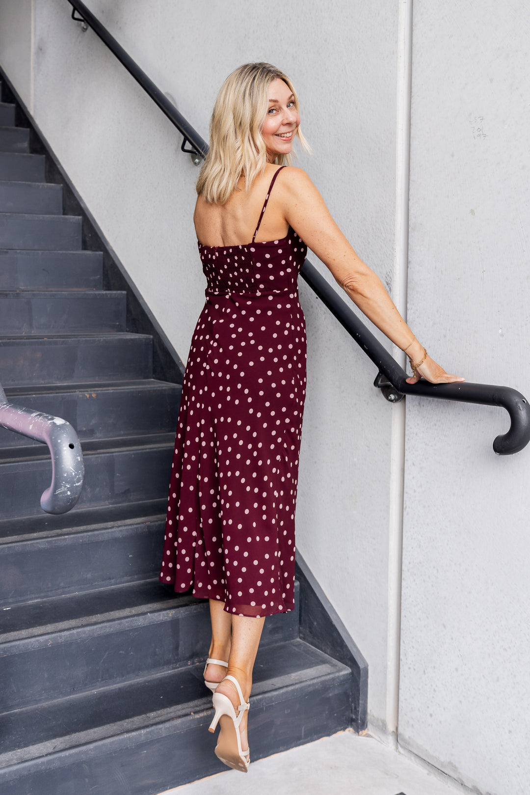 Plum Polka Dress