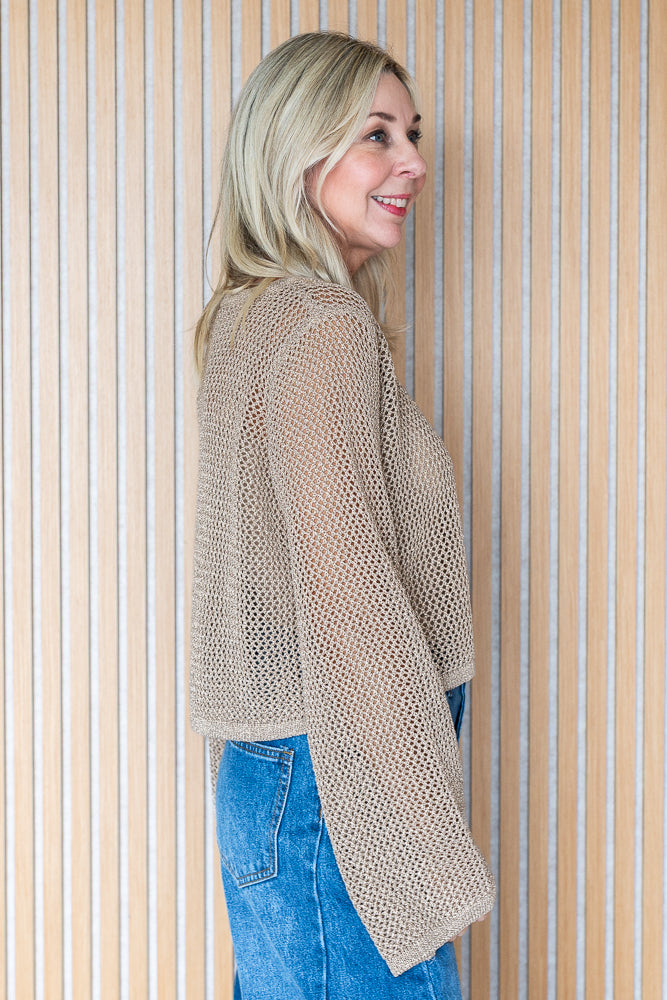 Gold Weave Crop Knit