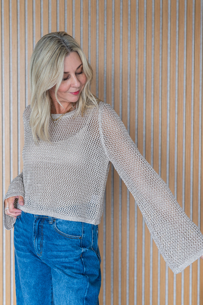 Gold Weave Crop Knit