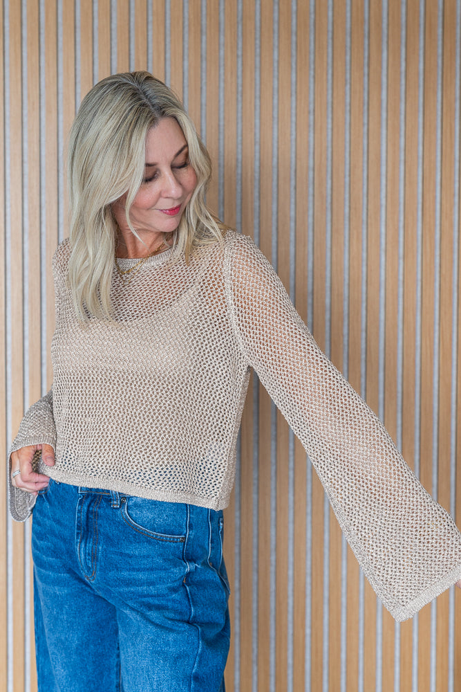 Gold Weave Crop Knit