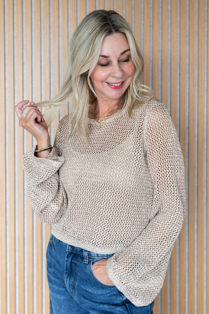 Gold Weave Crop Knit