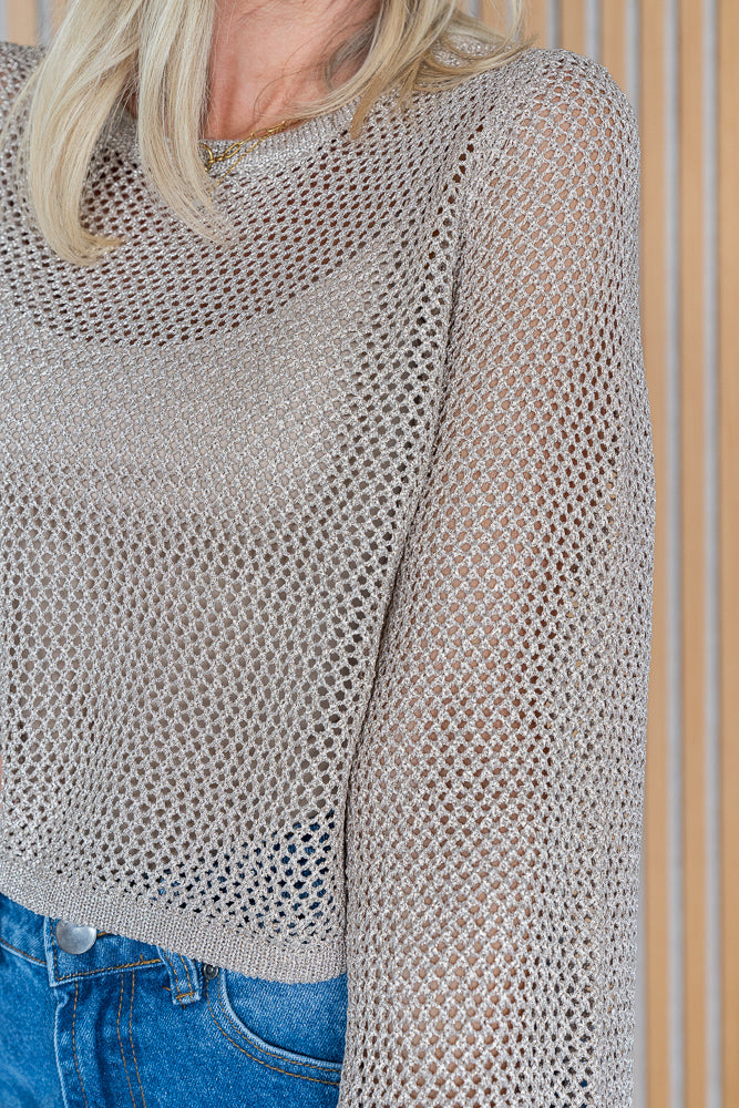 Gold Weave Crop Knit