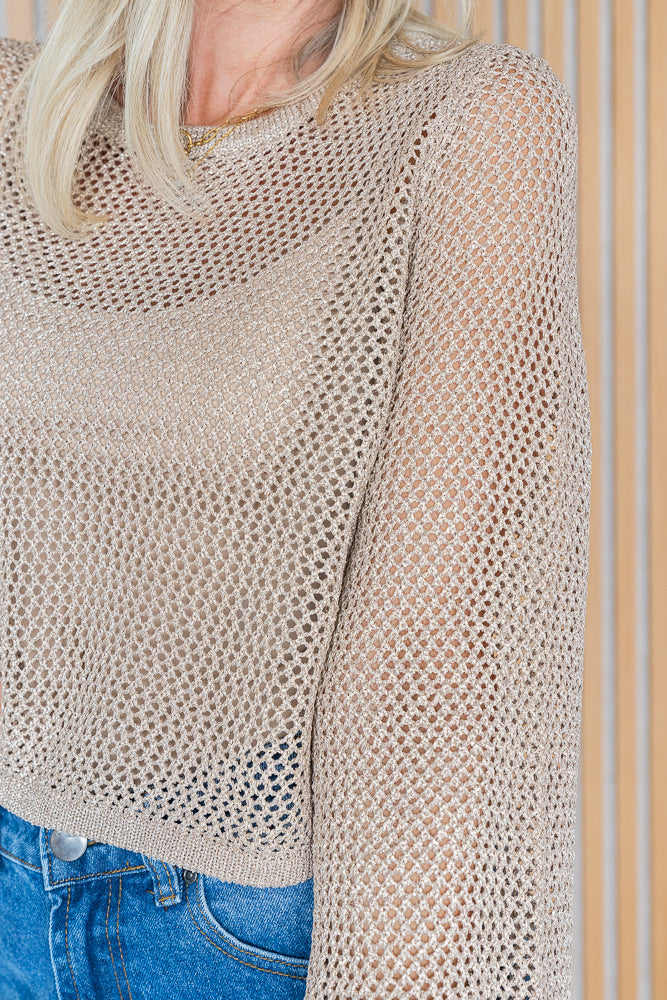 Gold Weave Crop Knit