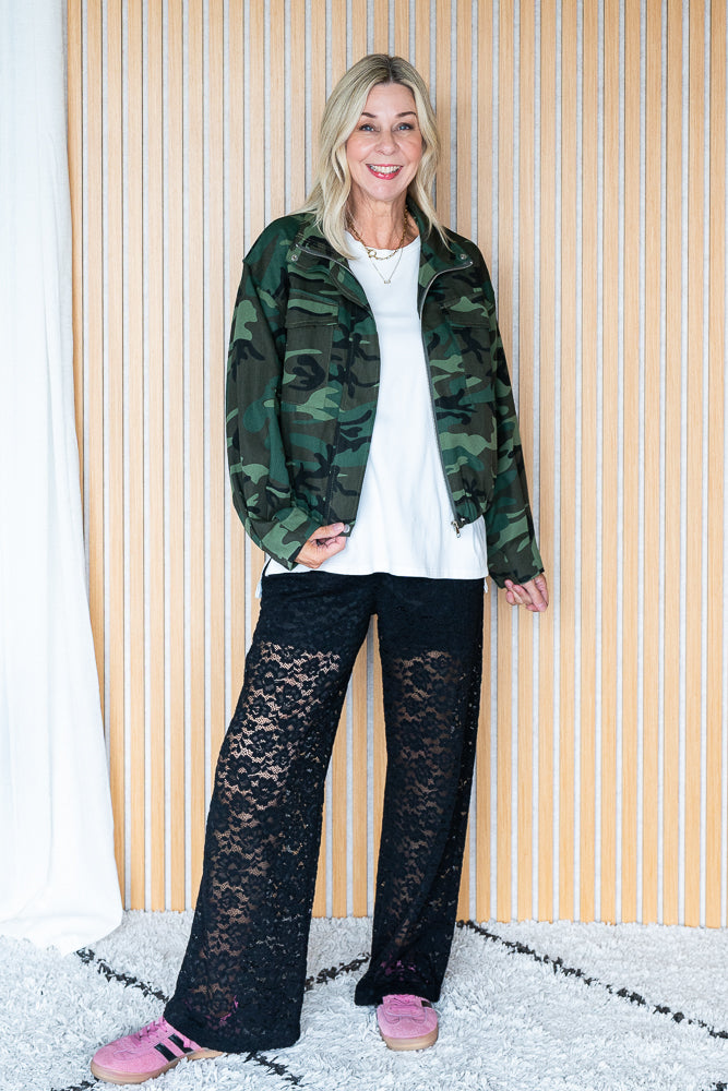 Sadie Camo Print Bomber Jacket