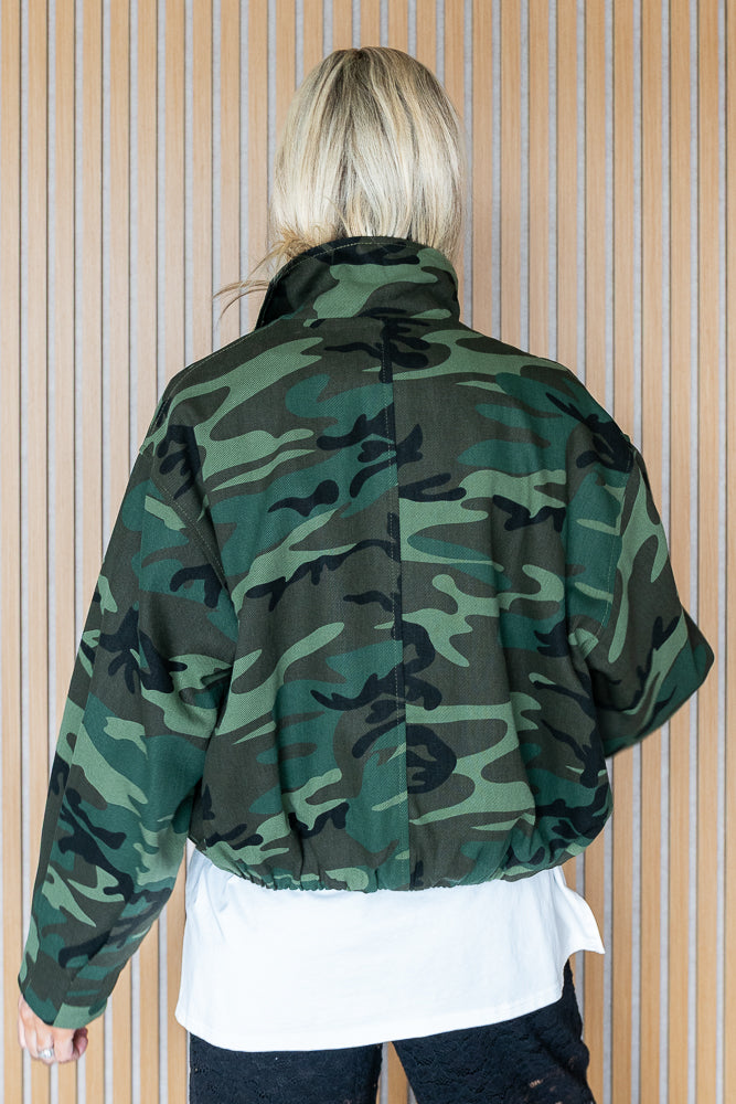 Sadie Camo Print Bomber Jacket