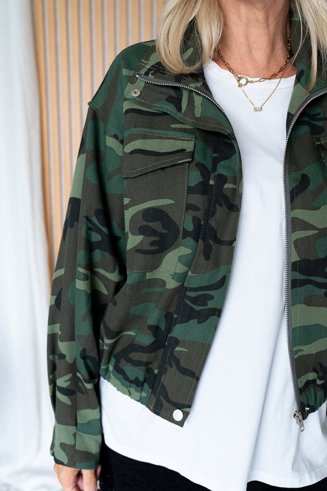 Sadie Camo Print Bomber Jacket