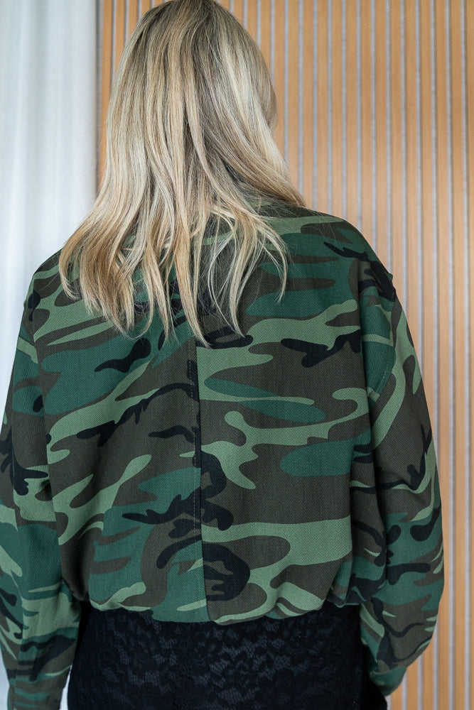 Sadie Camo Print Bomber Jacket