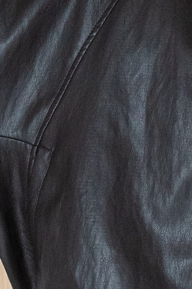 Cocoa Bubble Hem PU Jacket