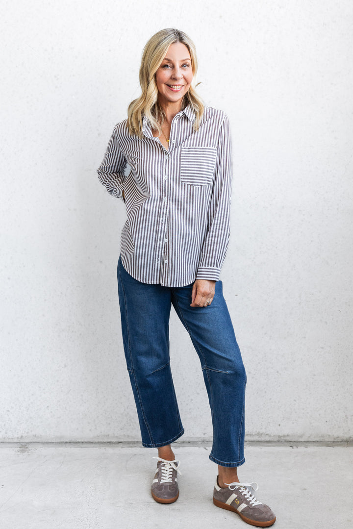 Camryn Shirt - Chocolate Stripe