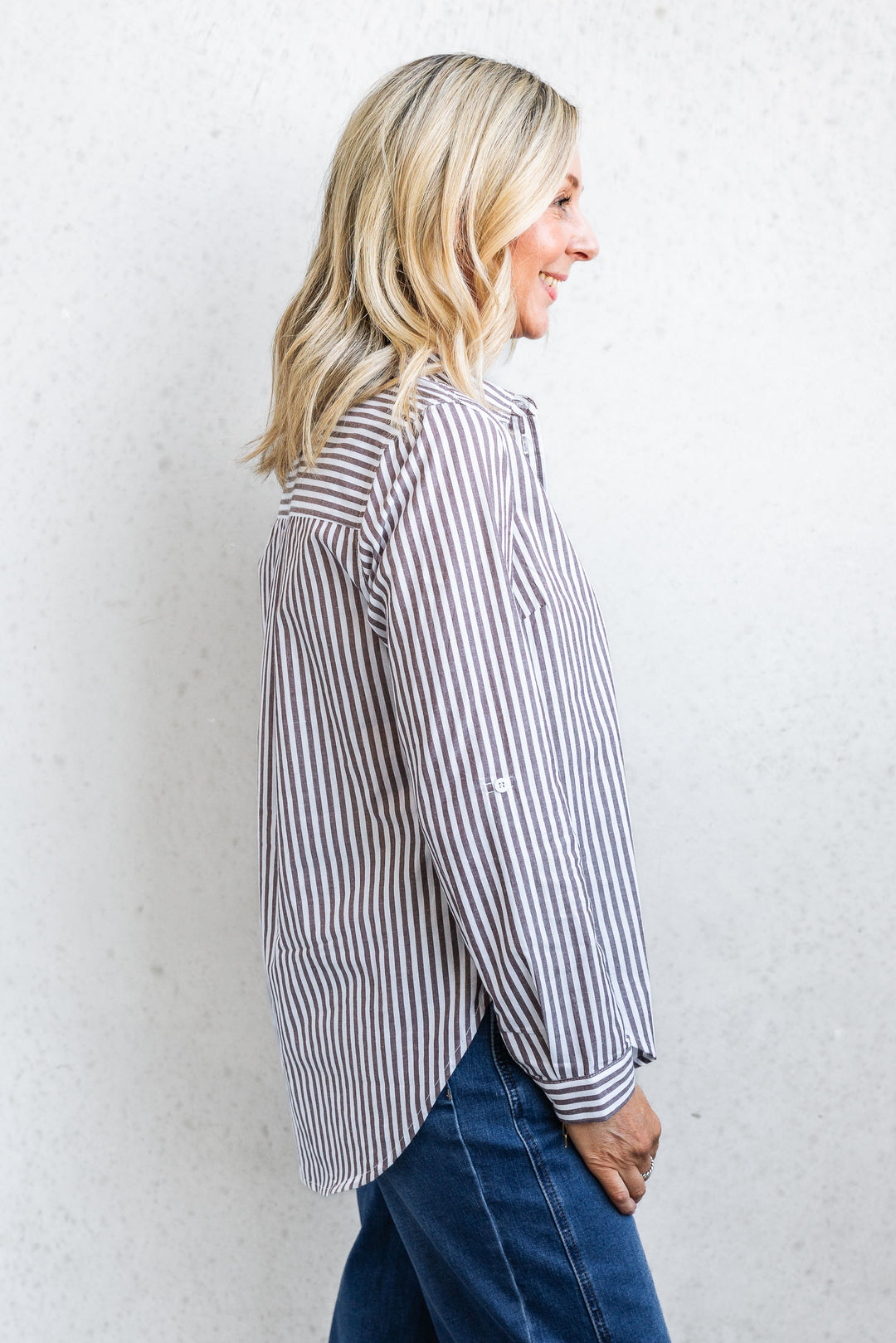 Camryn Shirt - Chocolate Stripe