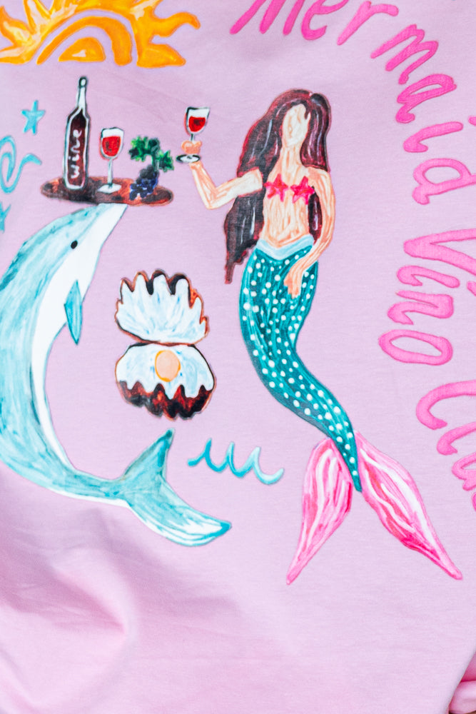 Mermaid Vino Club Tee - PInk