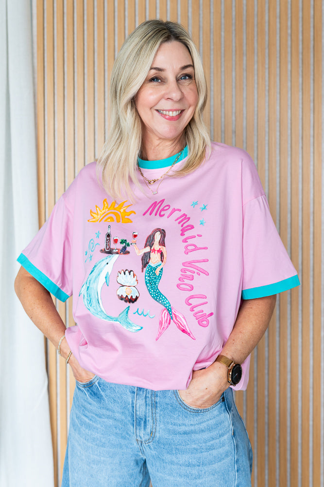 Mermaid Vino Club Tee - PInk