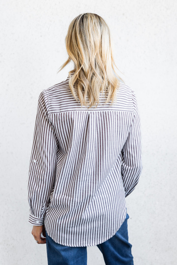 Camryn Shirt - Chocolate Stripe