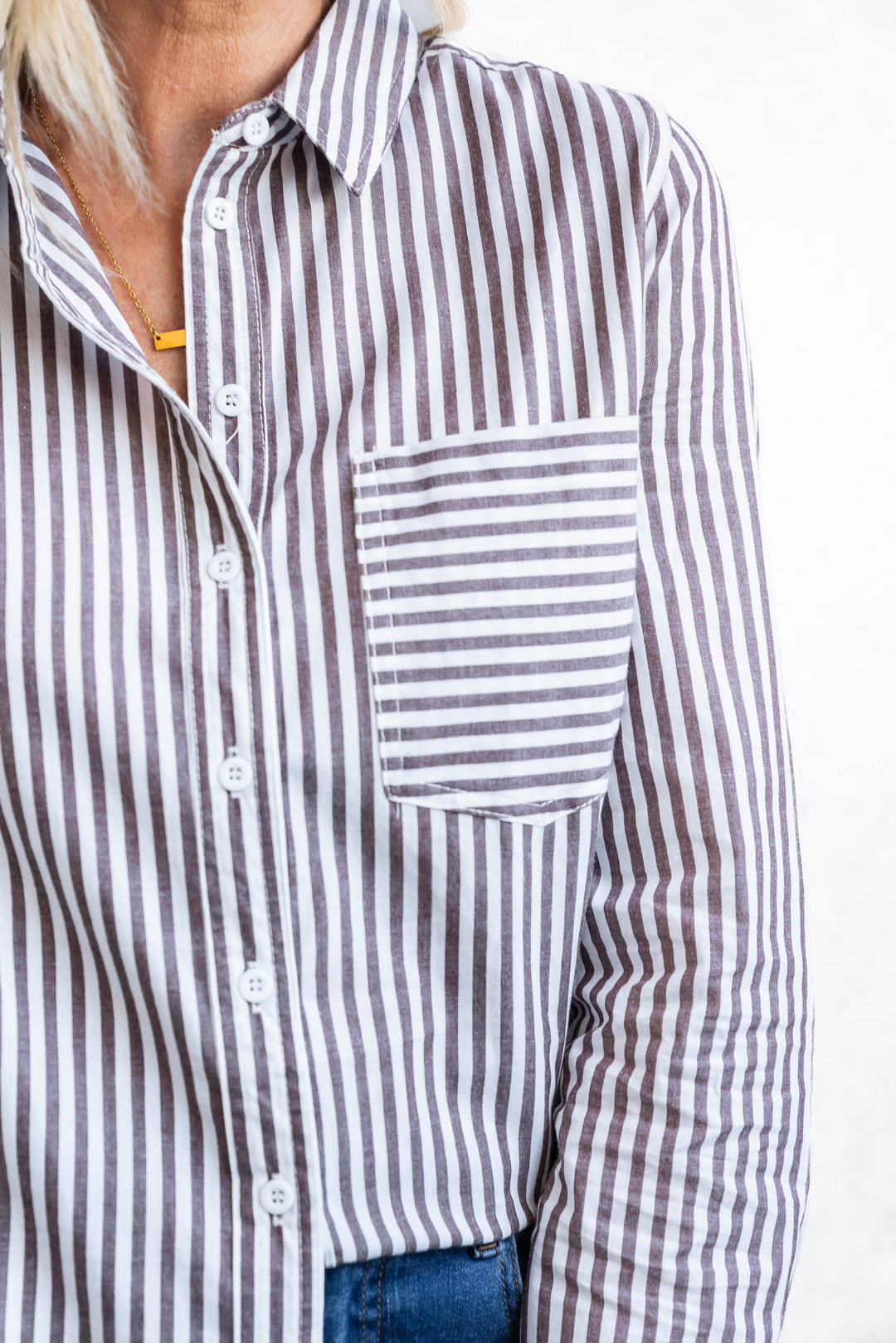 Camryn Shirt - Chocolate Stripe
