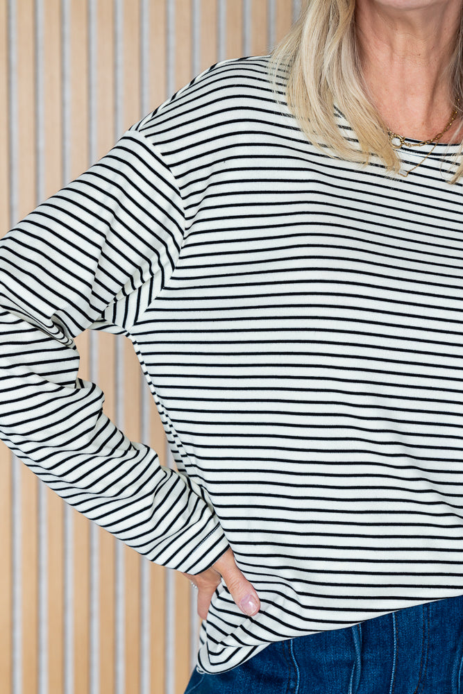 Nya Stripe Longsleeve Top - Beige/Black