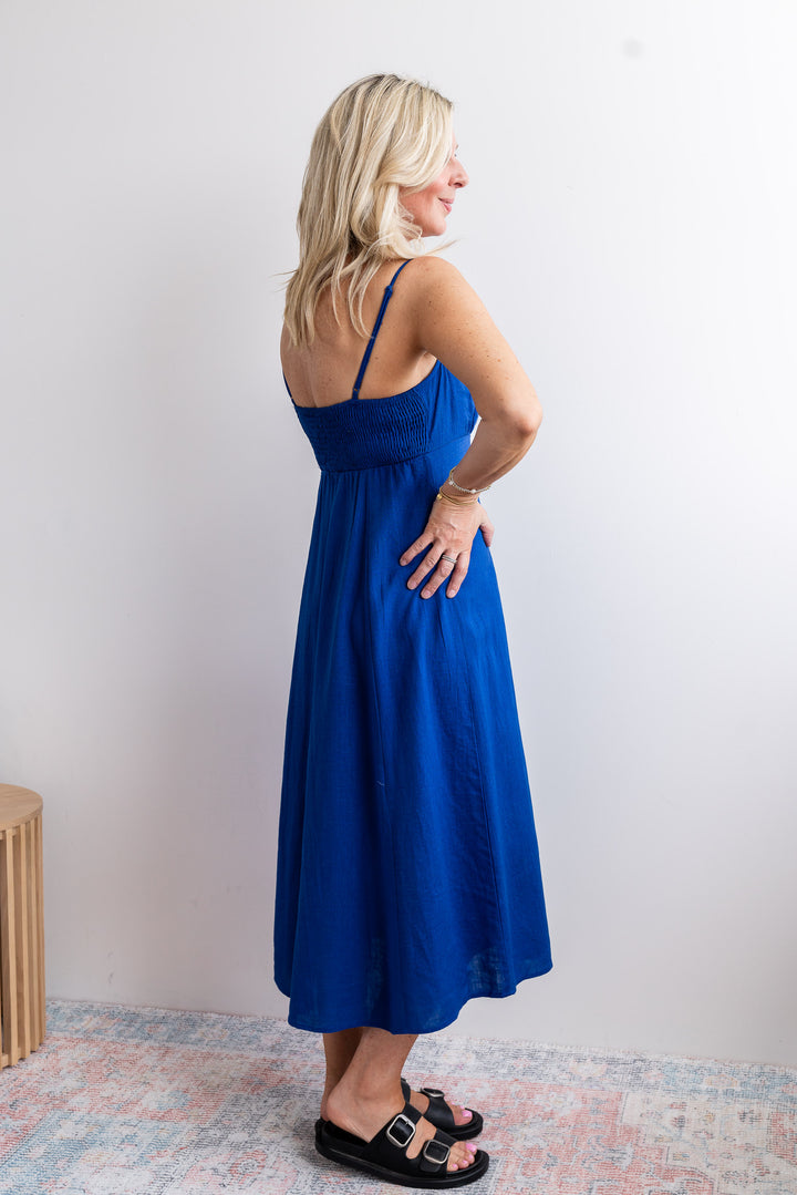Kai Linen Slip Dress - Cobalt