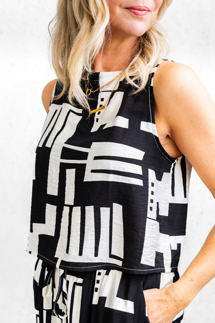 Mila Print Tank - Black and White