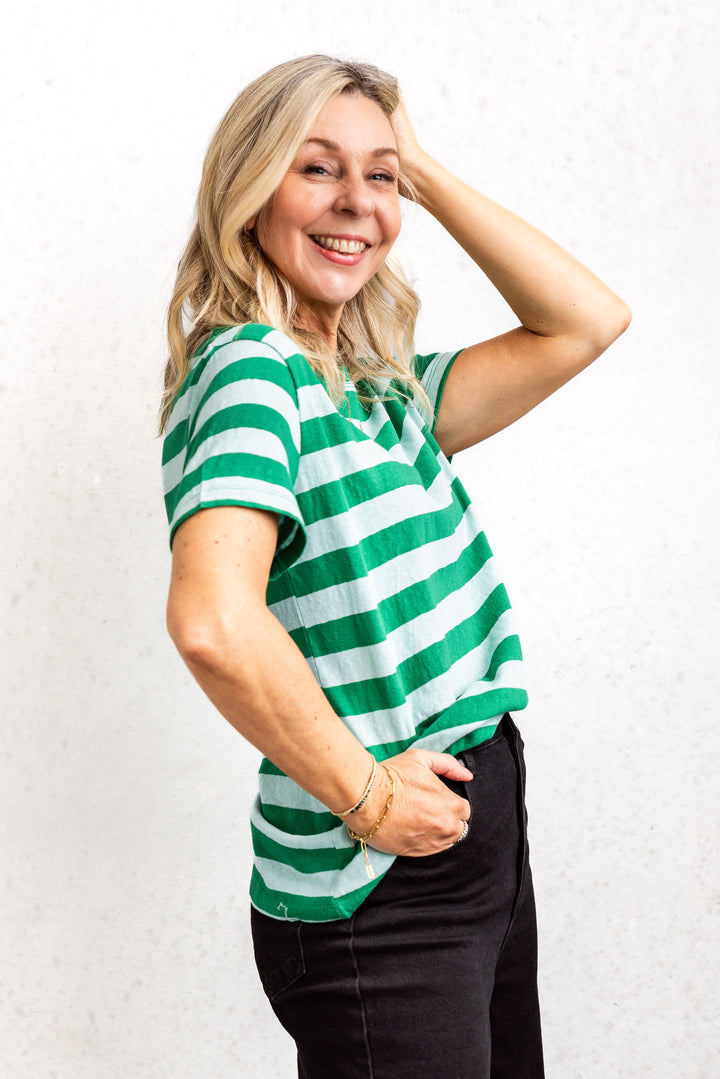 Tilly Tee - Green Stripe