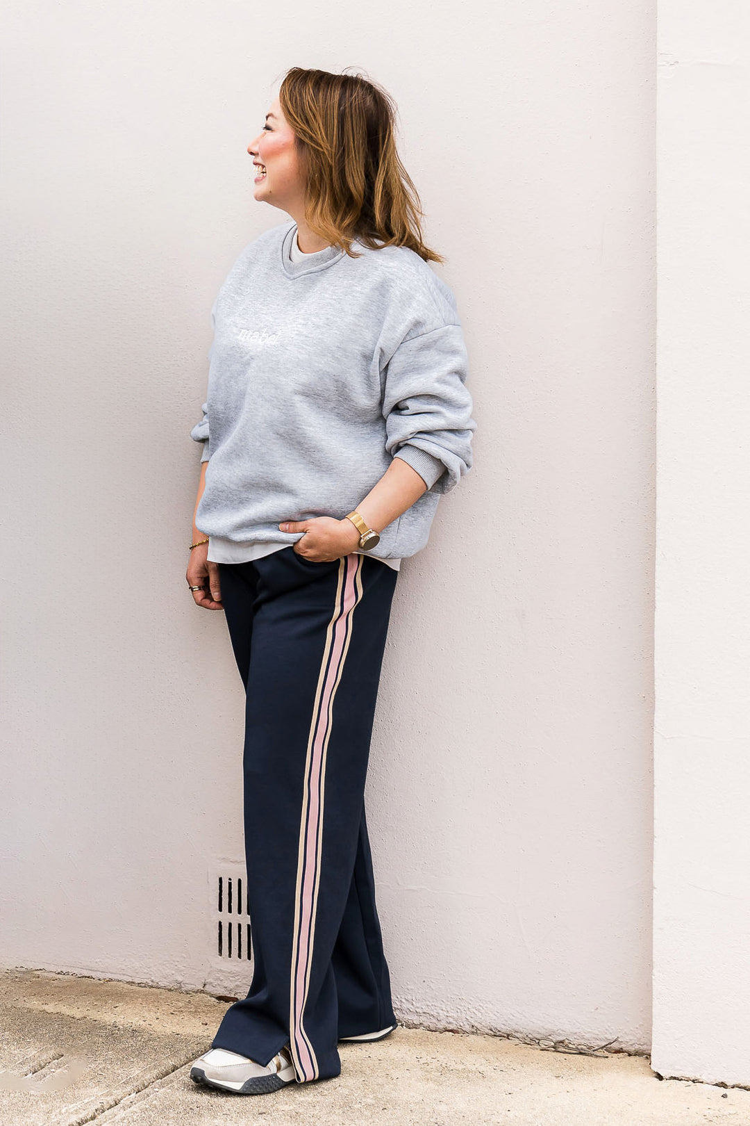 Maddox Pant - Navy/Blush
