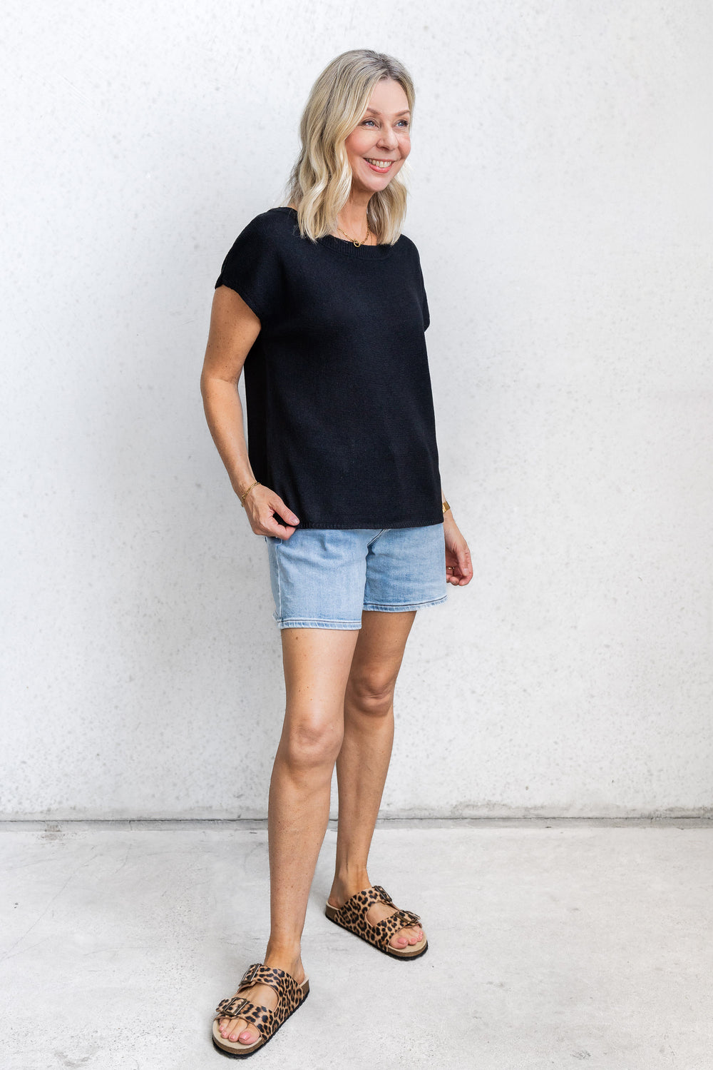 Henley Knit Tee - Black - Mabel and Woods
