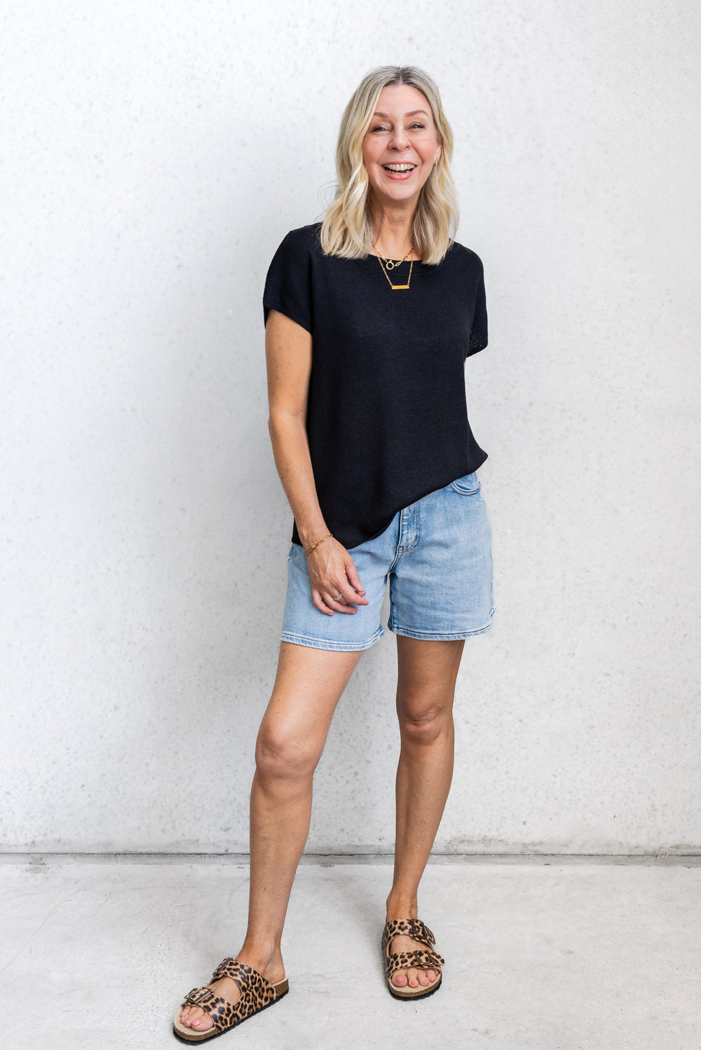 Henley Knit Tee - Black - Mabel and Woods