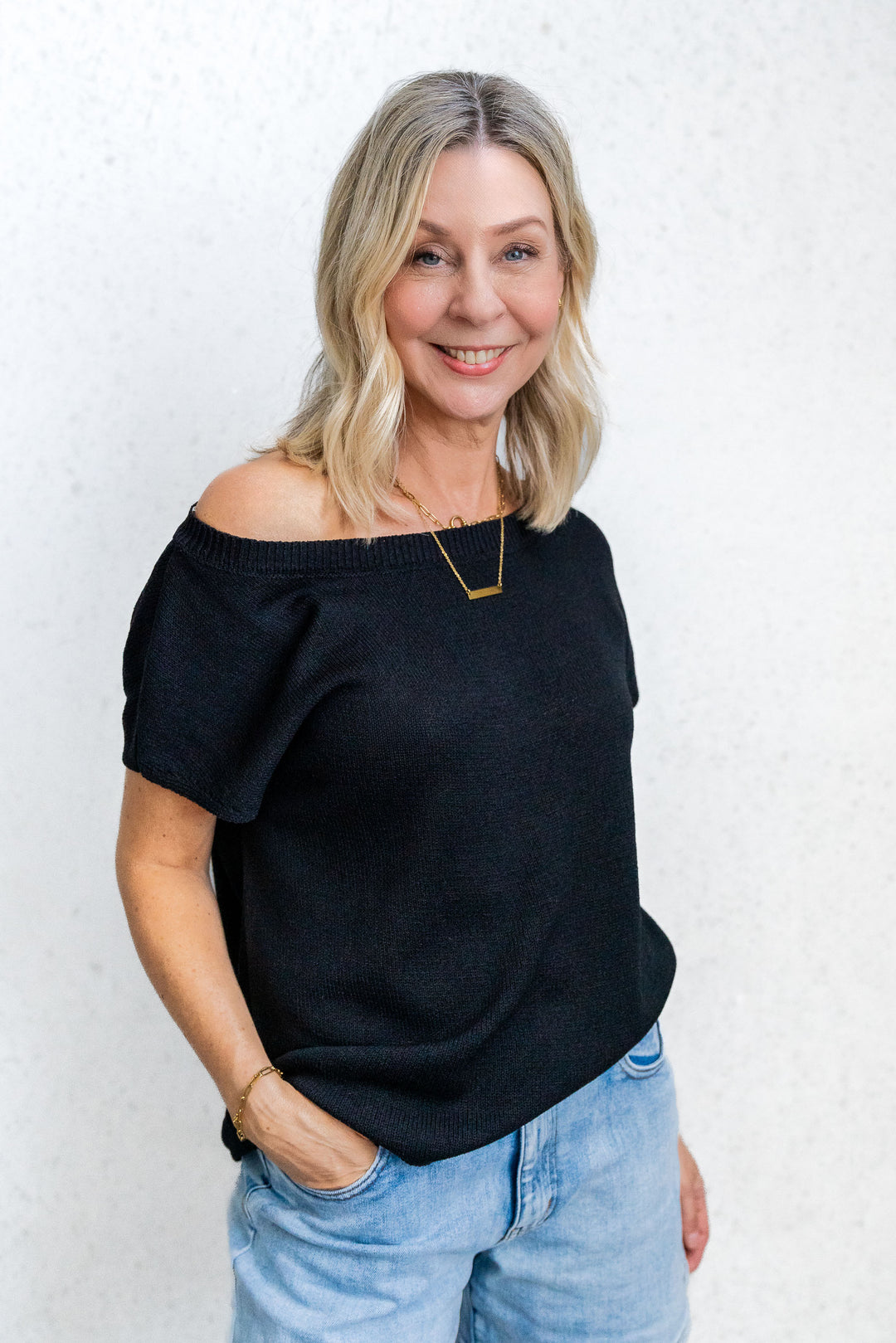 Henley Knit Tee - Black