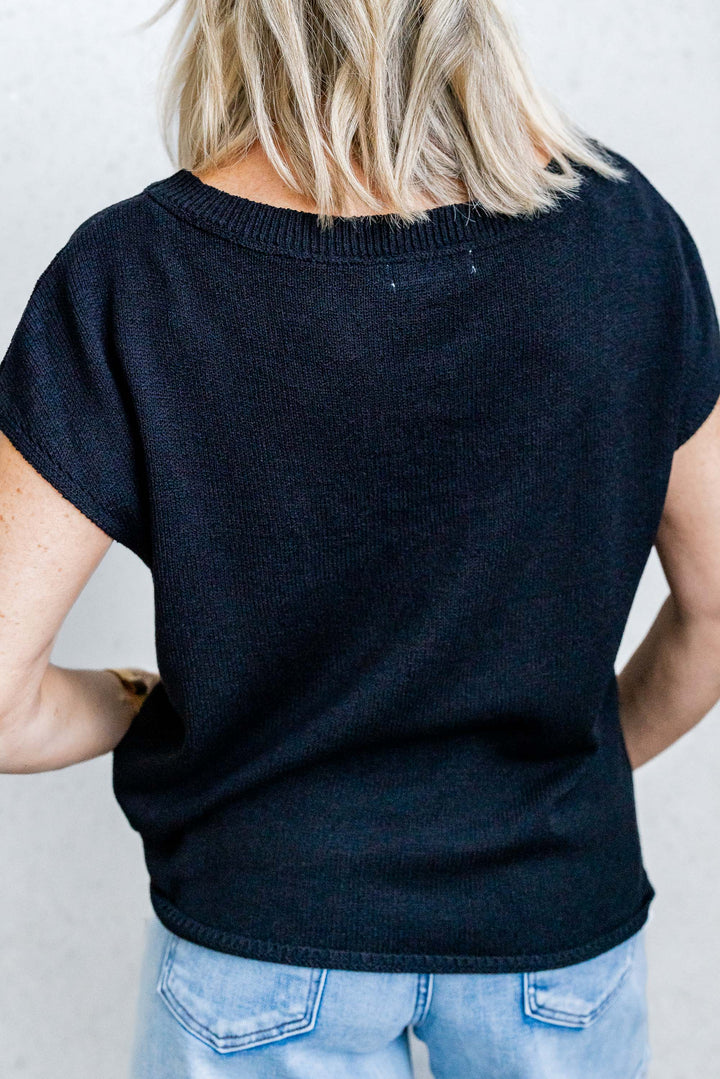 Henley Knit Tee - Black