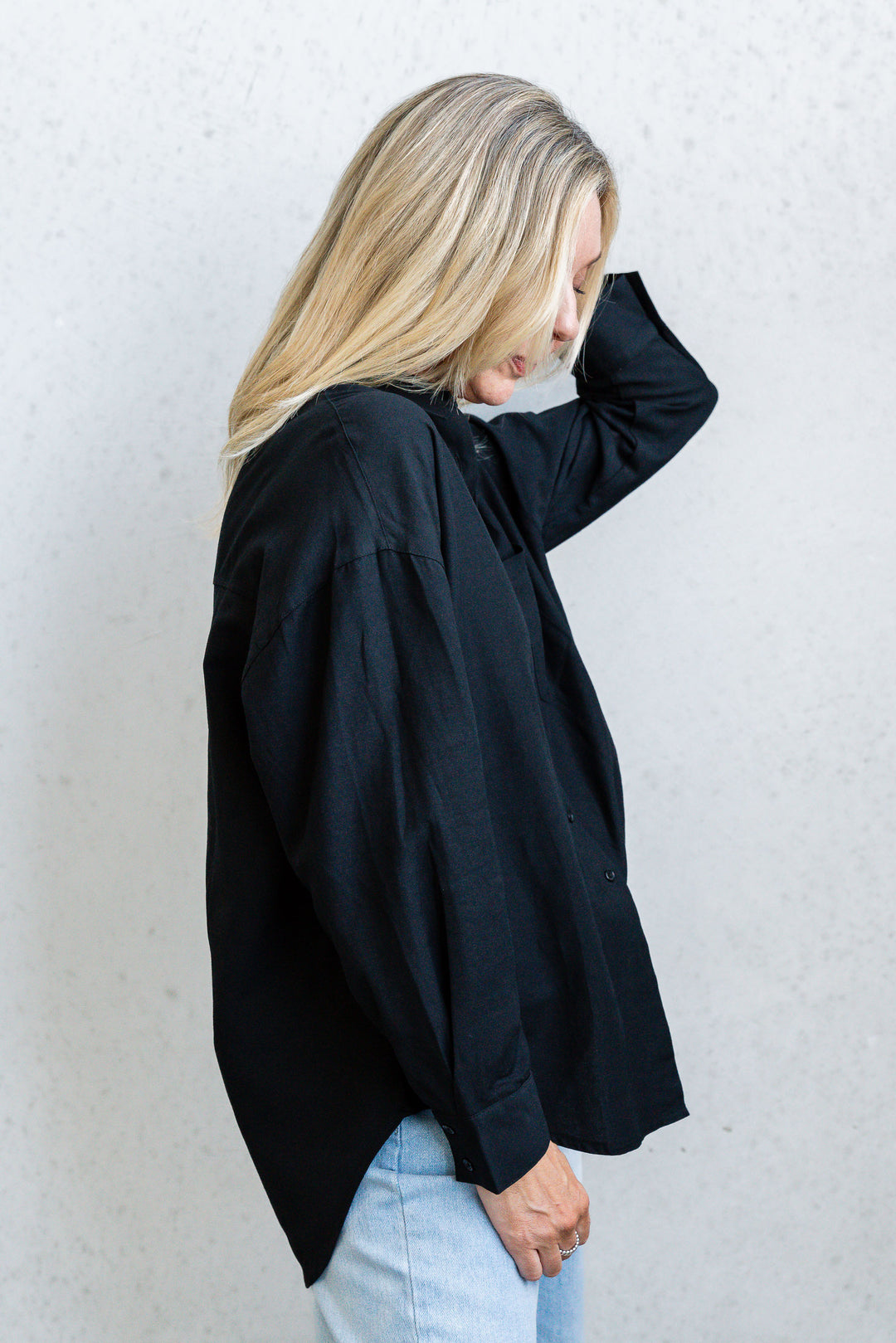 Sarah Linen Blend Shirt - Black