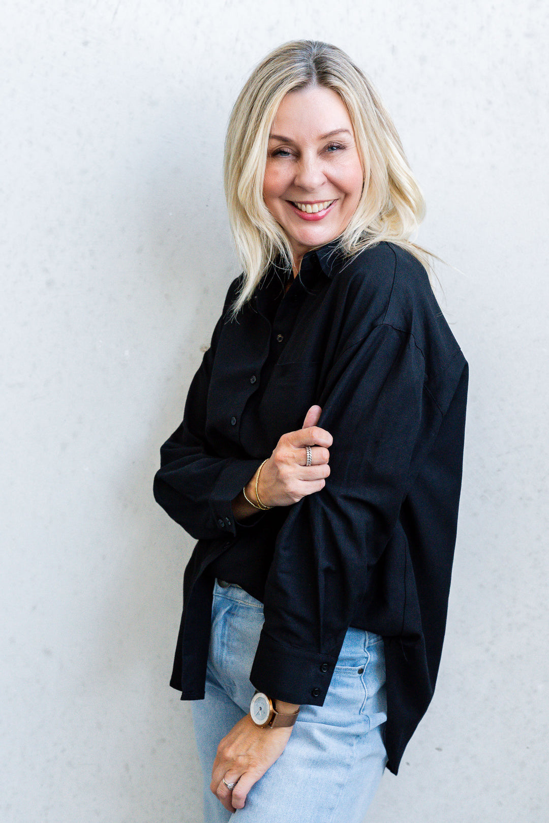 Sarah Linen Blend Shirt - Black