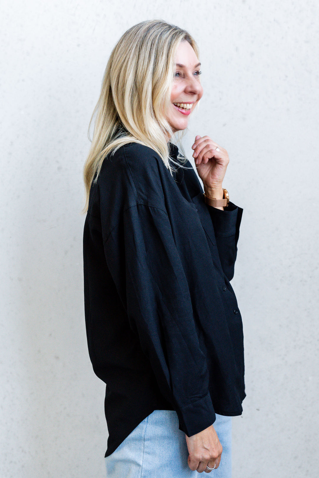 Sarah Linen Blend Shirt - Black