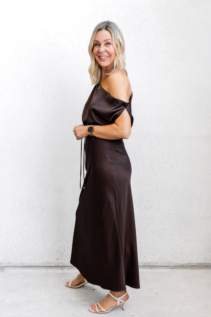 Chocolate Off Shoulder Dress