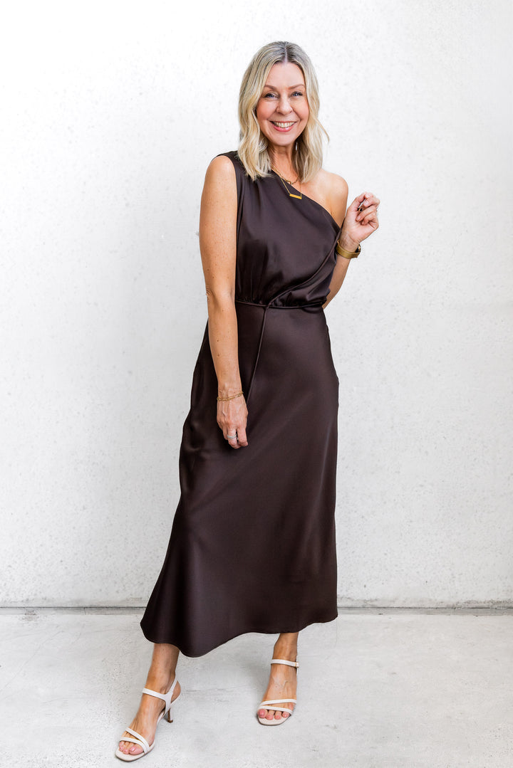 Chocolate Off Shoulder Dress