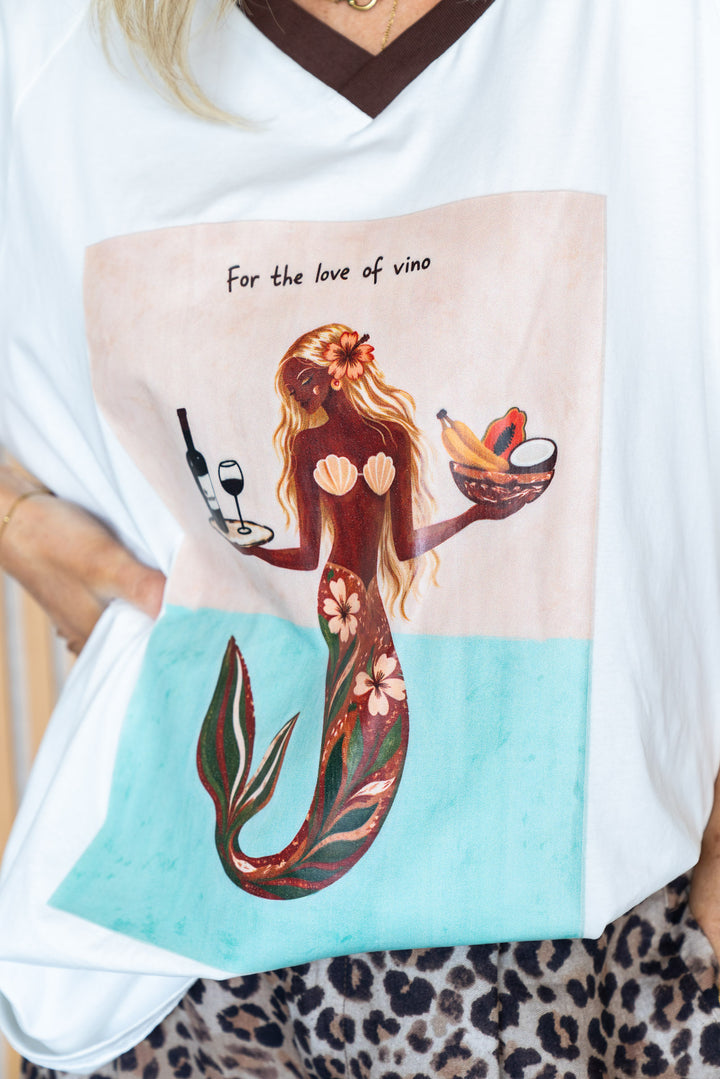 Love of Vino V-Neck Tee - White