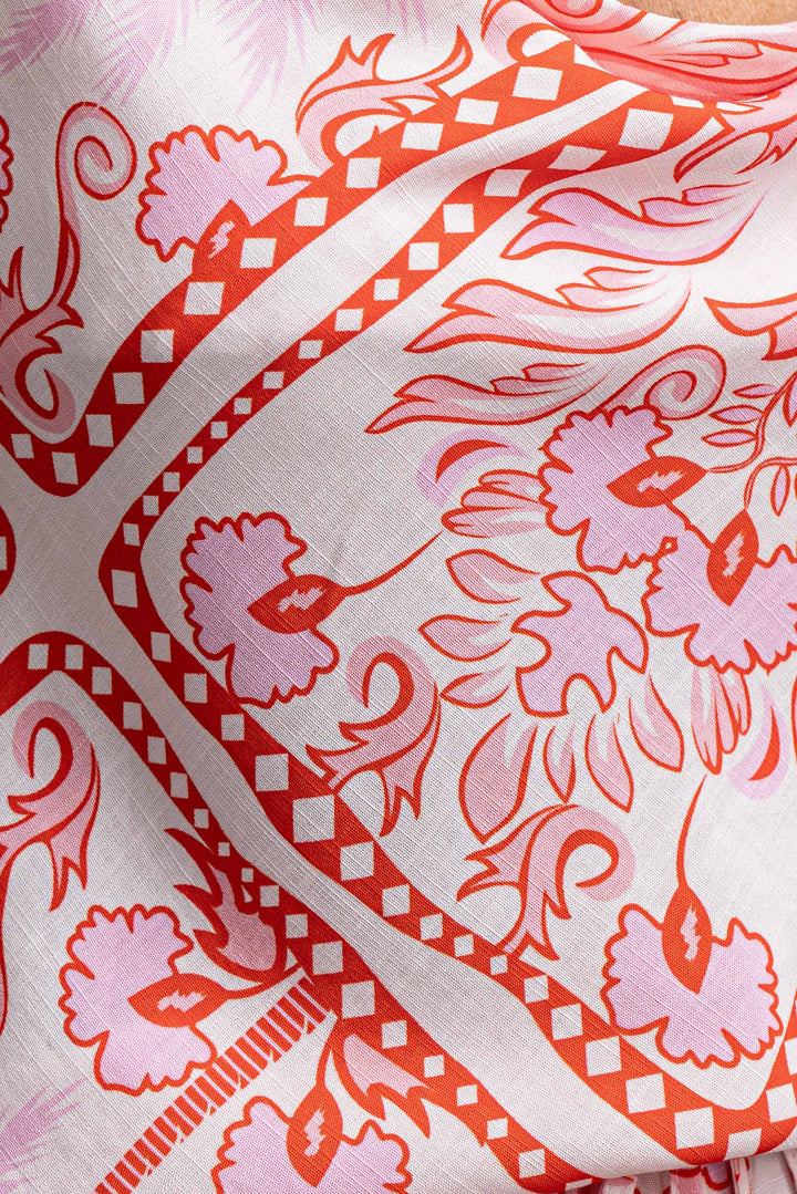 Fresco Drawstring Pant - Pink/Red