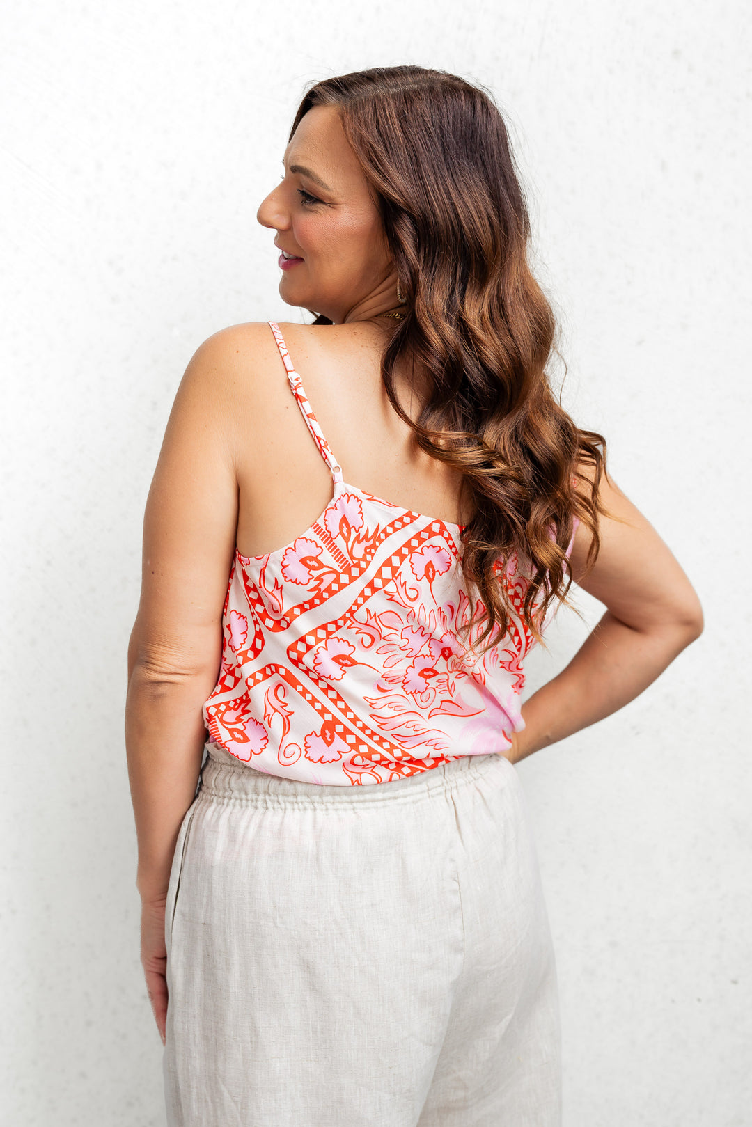 Fresco Cowl Cami - Pink/Red