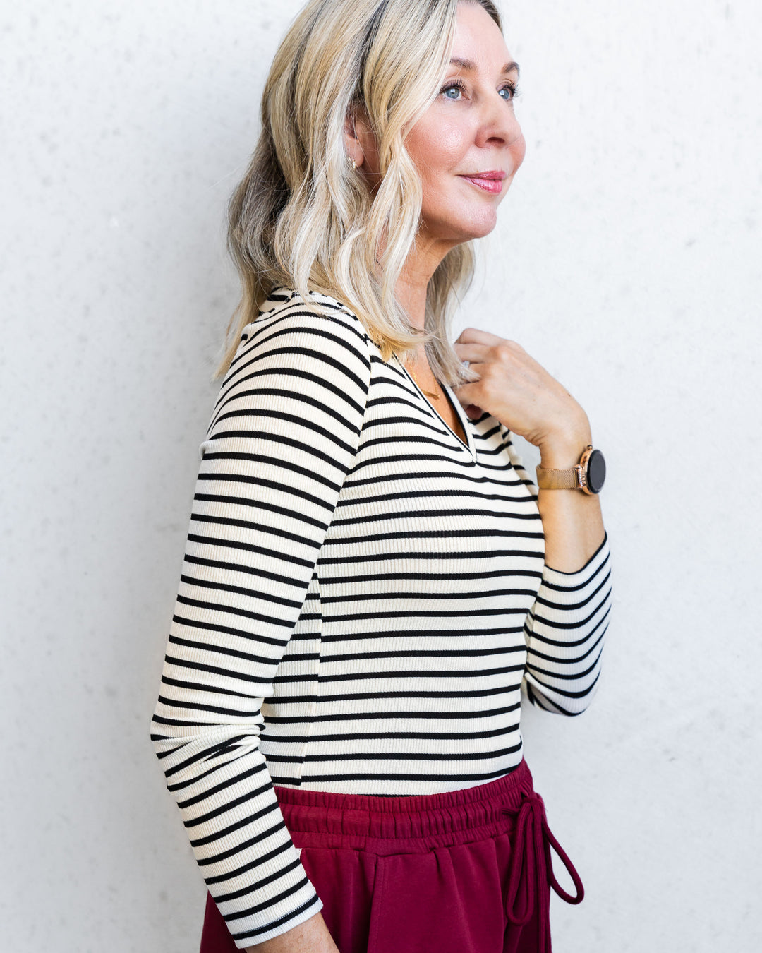 Frankie Stripe Top - Beige/Black