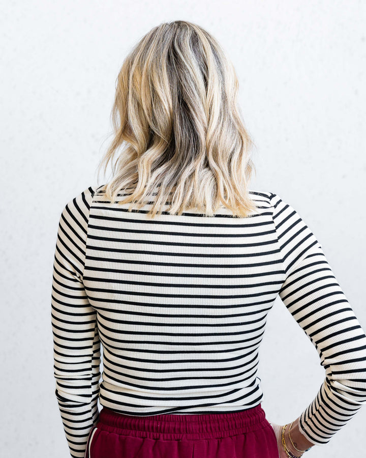Frankie Stripe Top - Beige/Black