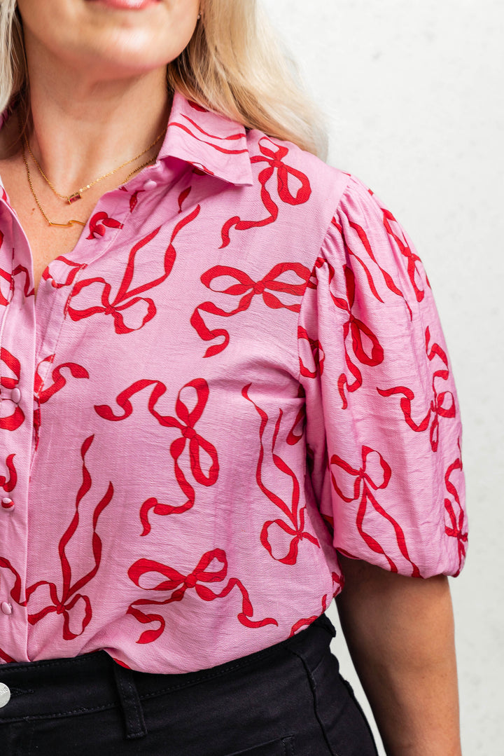 Bow Shirt - Pink/Red