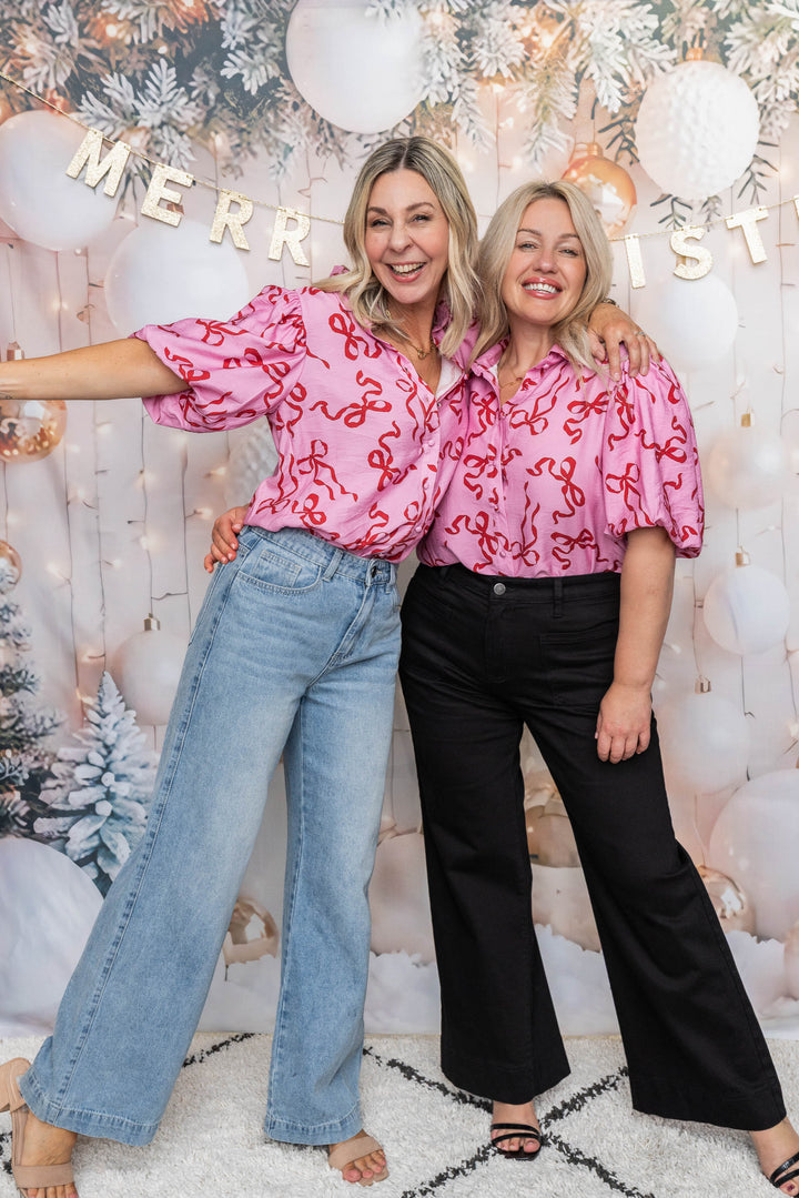 Bow Shirt - Pink/Red