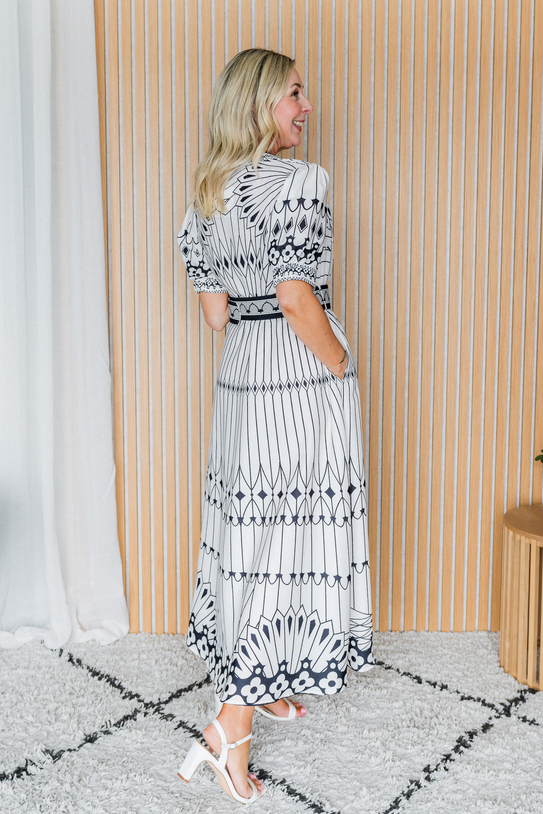 Empire Dress - White/Black