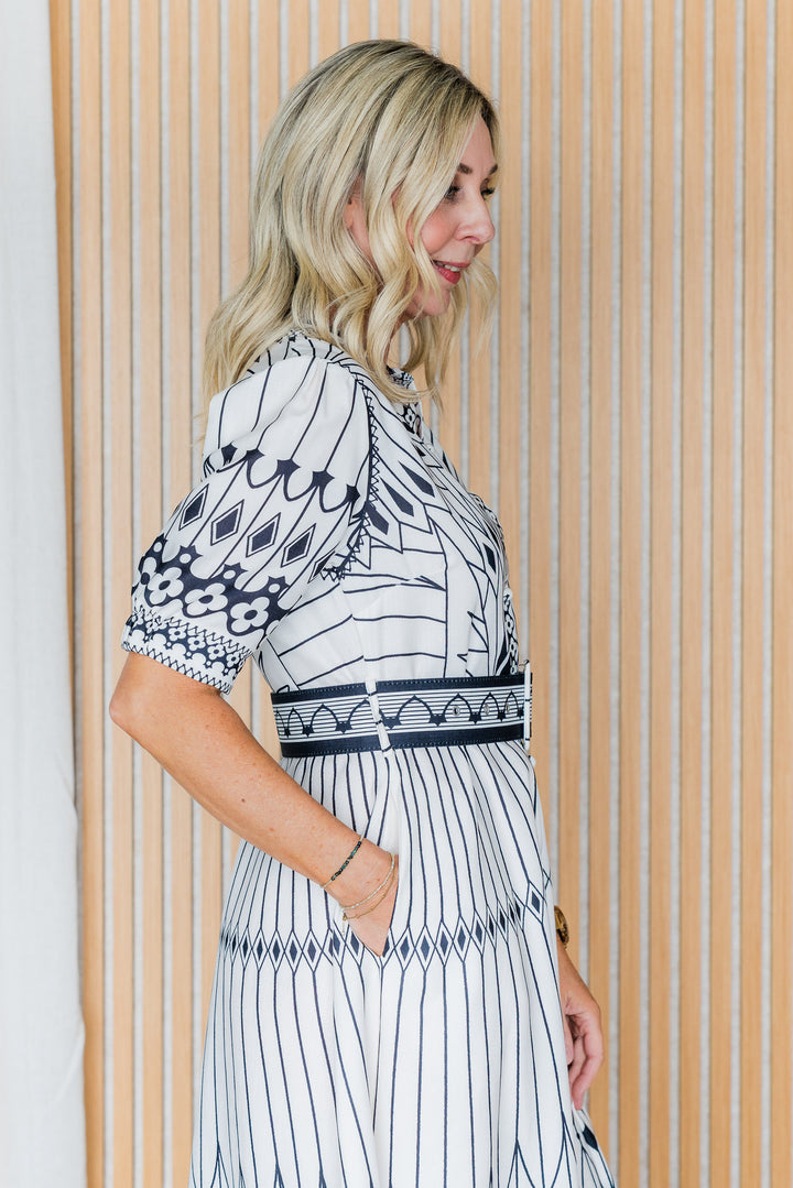 Empire Dress - White/Black